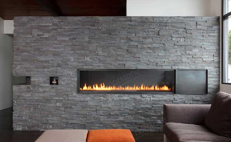 Norstone Modern Stacked Stone Fireplace